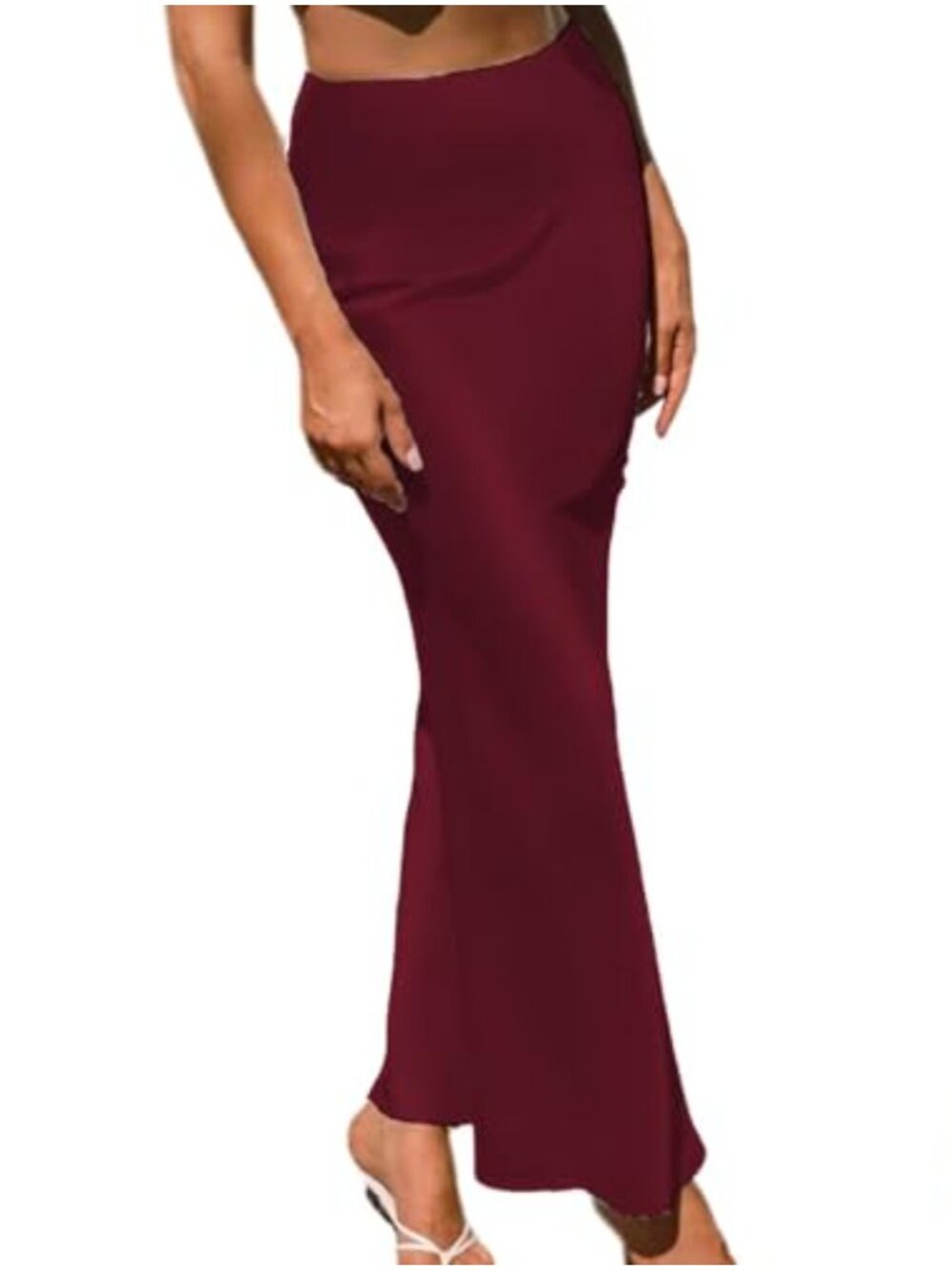 Satin Maxi Skirt High Waist A-Line Slip Skirt Mermaid Hem Formal